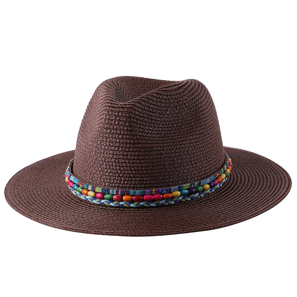 2022 Summer Hat for Women Men Wide Brim Panama Sun Straw Hats Travel Beach Jazz Fedora Hat