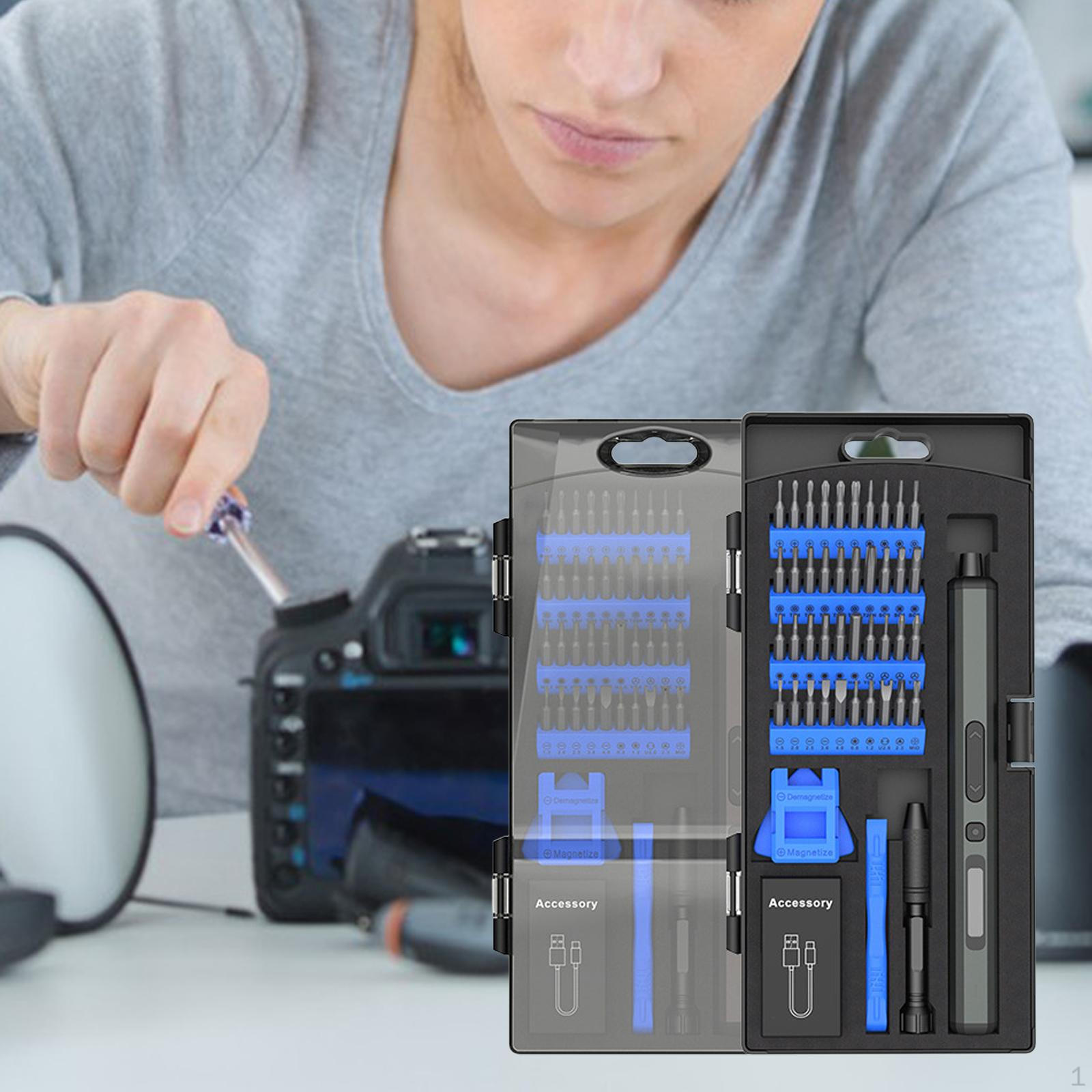 

Компактный набор электрических отверток со светодиодом для ремонта смартфонов и часов синий