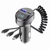3 w 1 samochodowy Bluetooth 5.0 FM Transmiter Audio Odtwarzacz MP3 55 W Szybka ładowarka samochodowa z chowanym kablem Woltomierz 3.1 A Ładowarka do telefonu USB typu C