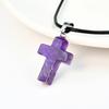 Punk Rock Bunter Naturstein Kreuz Anhänger Halskette Für Männer Frauen Cool Hip Hop Street Vintage Y2K Grunge Goth Schmuck Geschenk