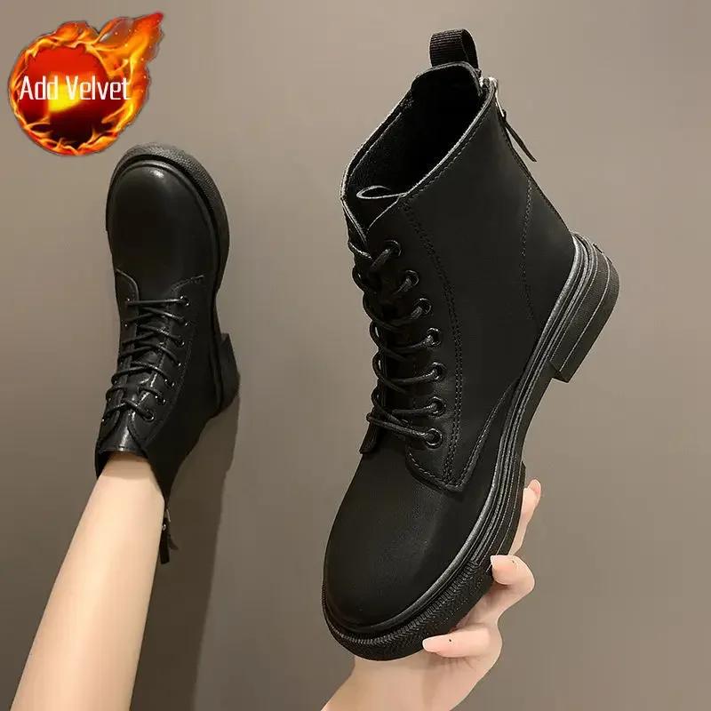Fashion Round Toe Booties Fur Woman Short Shoes Chunky Platform Sale Comfortable and Elegant Pu High Quality Chic Ankle Boots for Women