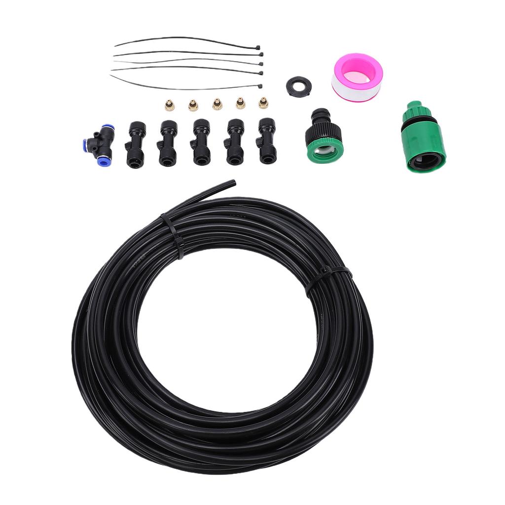 Outdoor Fan Misting Kit Leakproof Misting Cooling System Quick Connect with 5 Nozzles for Patio Backyard Garden