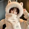 Hat women's winter scarf integrated plush scarf gloves mask three-piece set cute cycling cold protection ear protection