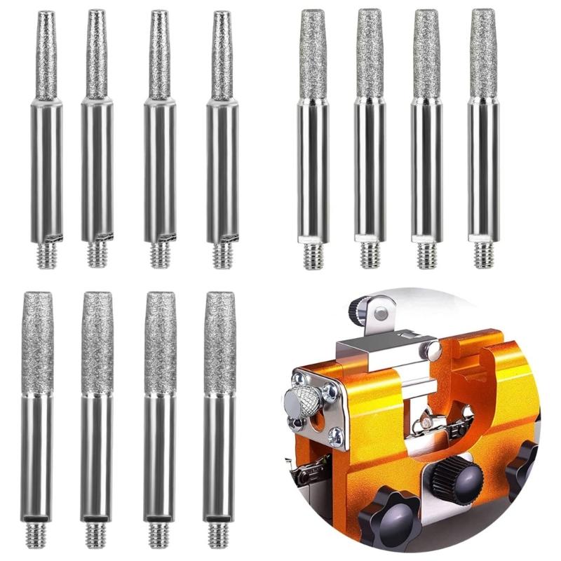 12 Pezzi 4mm/4.8mm/5.5mm Teste di Affilatura per Catena Per Affilatura di Precisione Con Dadi Comodi Per Garage Domestico e Officine di Riparazione