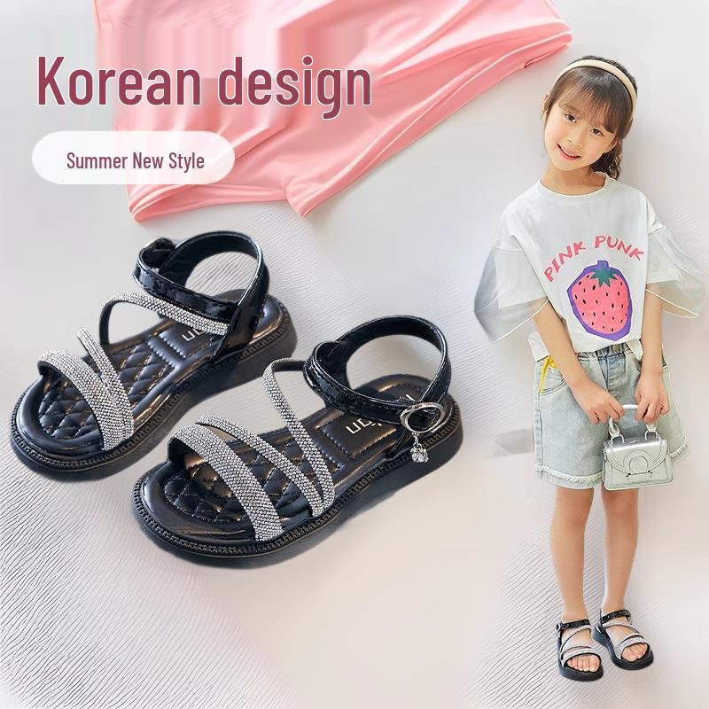 Girls' Soft Sole Open Toe Princess Sandals for Kids - Versatile Roman Style for Medium and Large Children