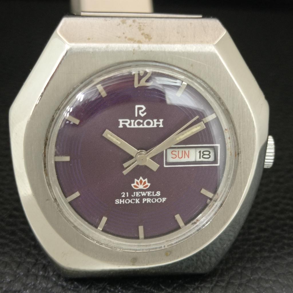 GENUINE VINTAGE RICOH R31 AUTOMATIC JAPAN MENS PURPLE COLOR DIAL WATCH A709232-1