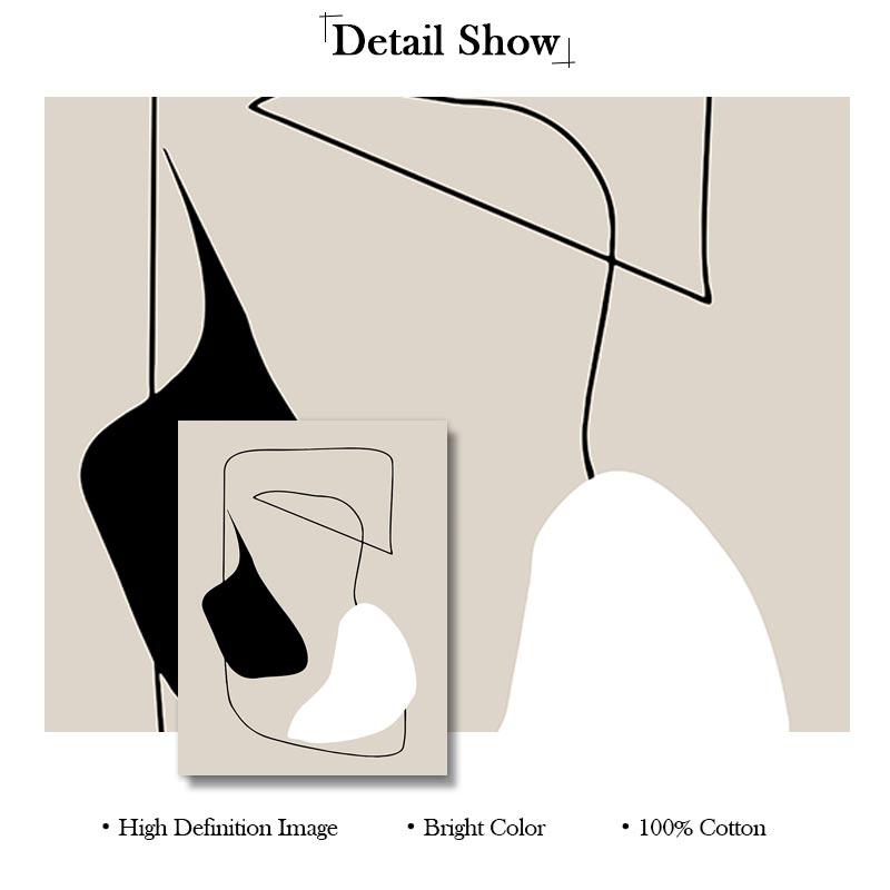 Minimalistická abstraktní čárová malba na plátně Béžová černá Plakát a tisk Nástěnné moderní obrazy Tisk pro obývací pokoj Home Decor