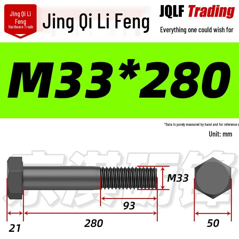 M27-M39 Grade 12.9 Blackened Half-Thread Hexagon Bolt