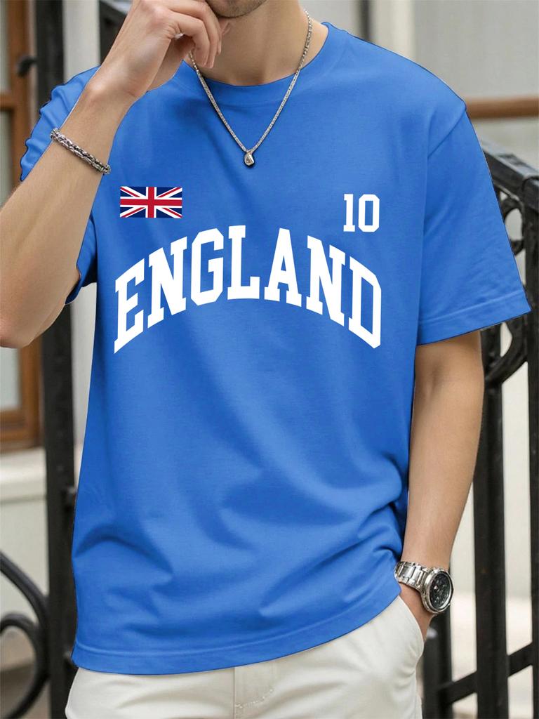 England Letter Uk Print TShirt For Men Cotton Summer T Shirts ONeck AllMatch Clothing Unisex Casual Loose Short Sleeve