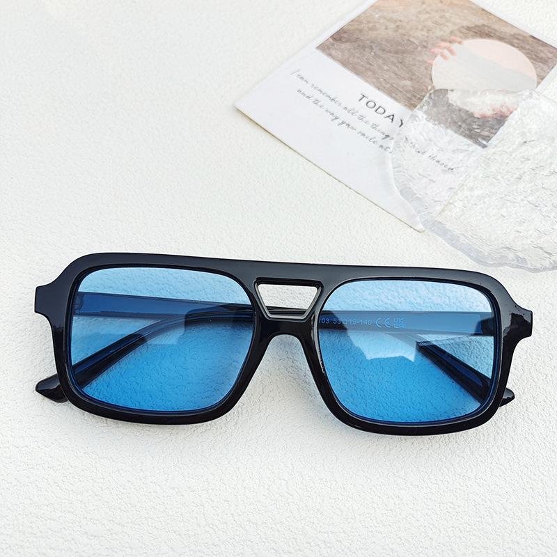 Double Bridge Square Sunglasses Women For Men Vintage Sun Glasses Luxury Brand Designer Punk Popular Flat Top Eyeglasses