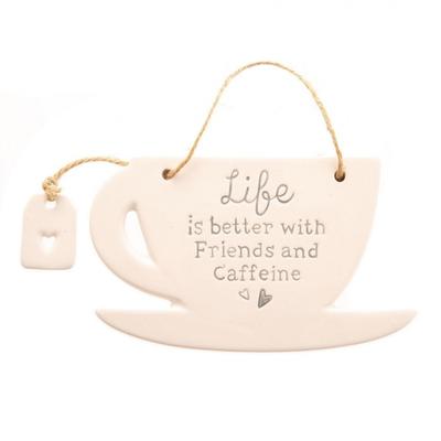 Celebrations Love Life Friends Tea Cup Plaque