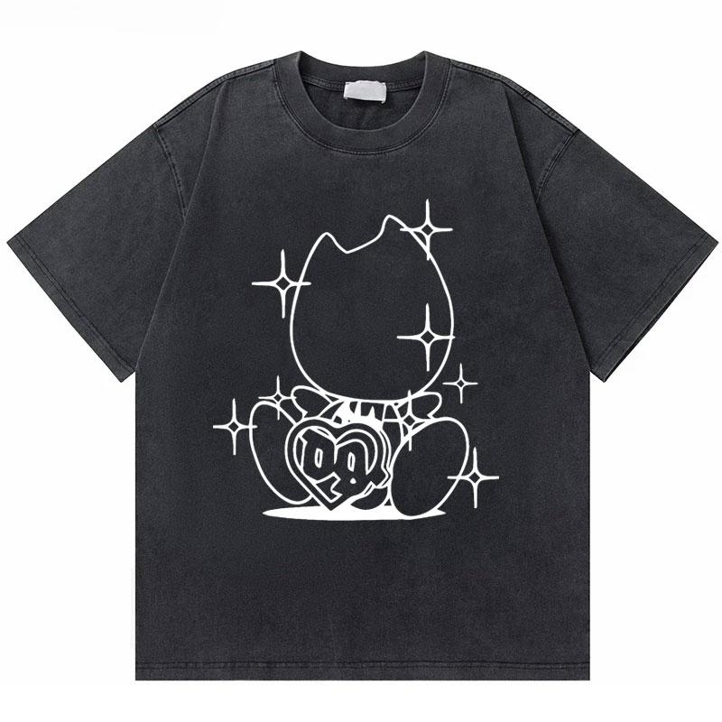 Washed Vintage Rapper Bladee Hip Hop Oversized Tshirt Drain Gang Graphic Tshirt Men Women Fashion Artistic Sense T Shirts