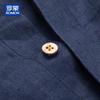 ROMON Men's Chinese Style 100% Linen Long Sleeve Stand Collar Shirt