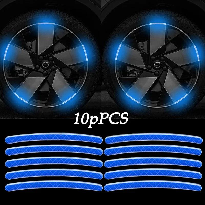10pcs Car Wheel Hub Reflective Sticker Car Stickers For Renault Koleos Twingo Scenic Megane Fluenec Latitude Clio 1/2/3 Chrysler