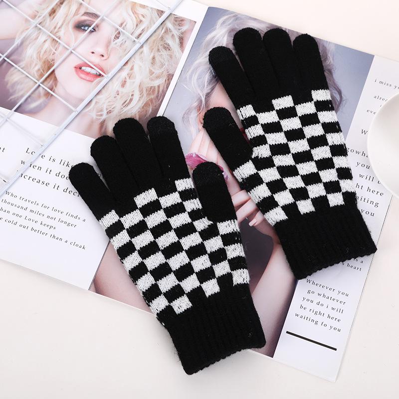 New Touch Screen Women's Winter Inner Cashmere Touch Screen Students Writing, Driving, Playing Mobile Games and Plush Gloves