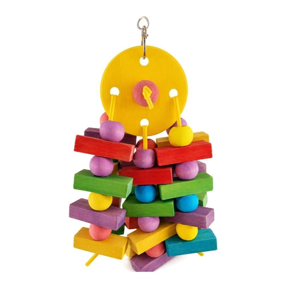Hanging Design Parrot Swing Toy Wooden Blocks Tearing Toy Hanging Hanging Wooden Toy  For Parrots