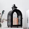 1PC Vintage Alphabet Candle Holder Lanterns Metal Candle Retro Black Iron Hanging Lantern with Door Weddings Home Decor