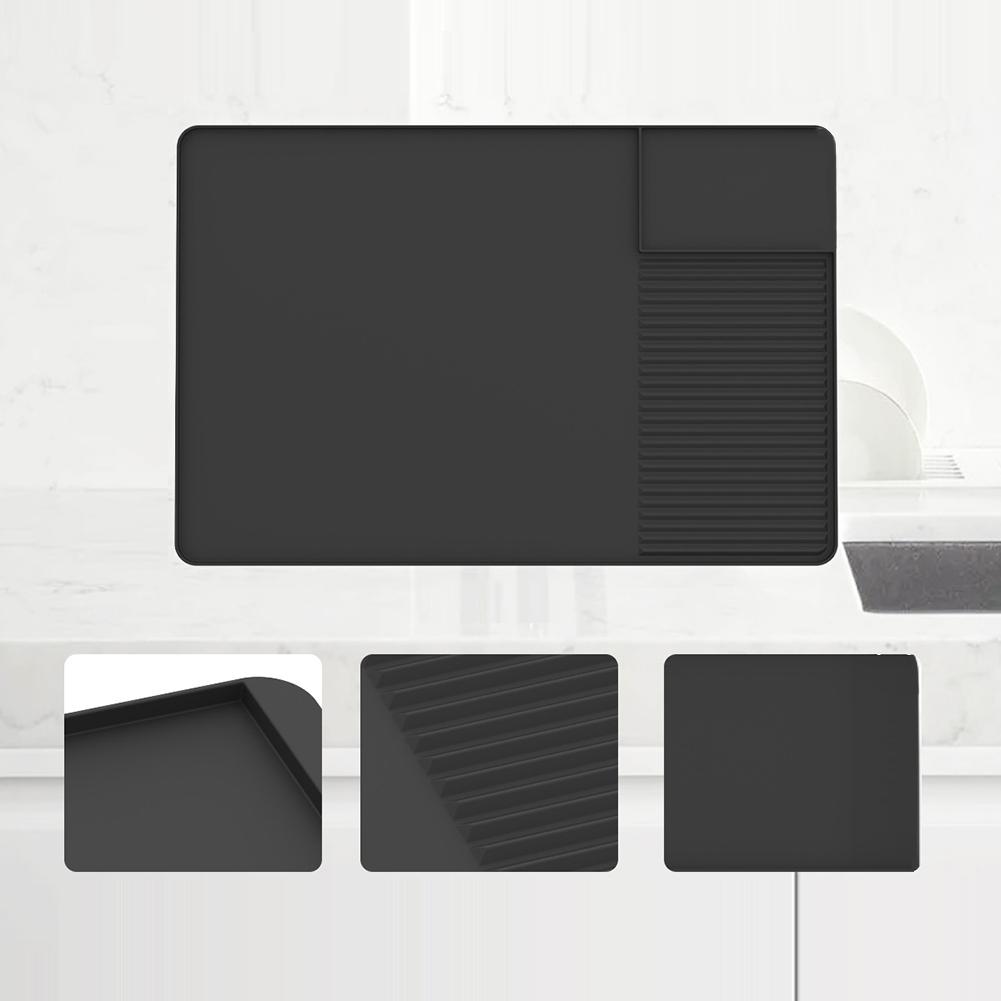 Silicone Coffee Mat Nonslip Coffee Dish Drying Mat with Raised Edges Coffee Machine Silicone Mat Tray Drain Pad for Countertop
