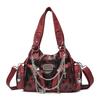 Bolso de Mano Retro para Mujer con Estampado de Leopardo, Piel Sintética, Decoración de Cadena, Gran Capacidad, Bolso de Hombro Versátil, Bolso Cruzado Tote con Correa Desmontable, Casual Diario