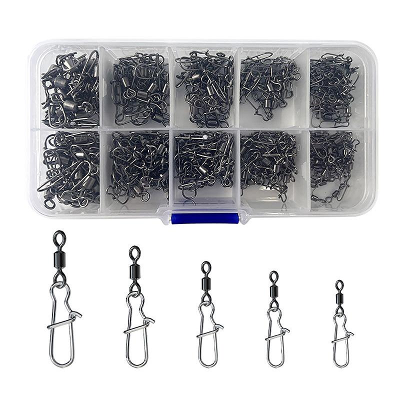 100 Buc/Cutie Conector Pescuit Inox Pin 4# 6# 8#10#12# Vârtel Rulant cu Rulment cu Agrafă Accesorii Momeală Cârlig de Pescuit