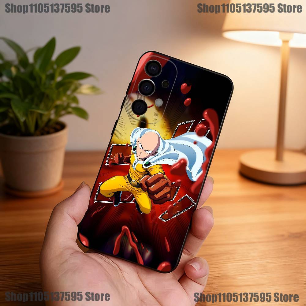 Capa de Celular Anime One P-Punch Man Saitama Para Samsung S25,S24,S21,S22,S23,S30,Ultra,S20,Plus,Fe,Lite,5G Capa Preta