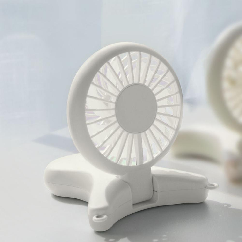 Lightweight Small Hanging Neck Mini Fan USB Lazy Hand Hold Folding Outdoor Fan white#0