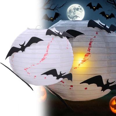 Nachtlampe Halloween Papierlaterne Faltbare DIY Lampe Farbe Halloween Geist Leuchtende Laterne Fertigprodukt Weiß