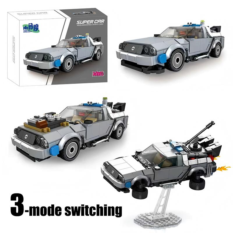 3in1 Classic Movie Car Model Building Toys MOC Blocks Racing Cars Toys Back Future Bricks Vehicle Festival Gift for Adult 526pcs