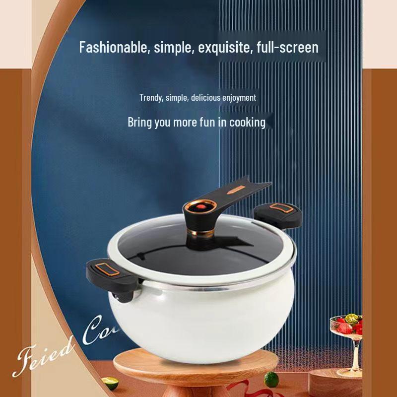 Olla a Presión y Wok de Esmalte Antiadherente de 8L - Olla para Estofado Multifuncional de Gran Capacidad