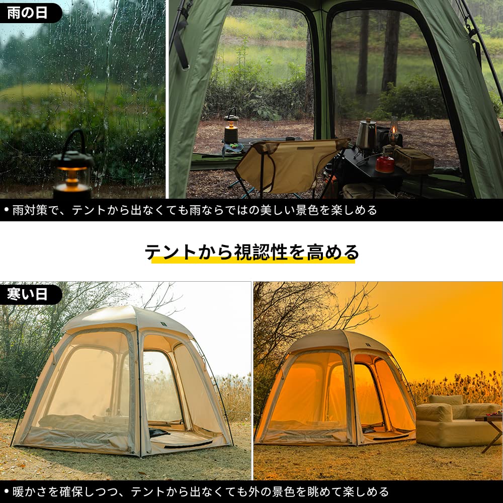 Deerest Garden Tent Rain Melodie Hexagonal Dome Tent Integrated Hexagon Aluminum Frame Rainproof TPU Breathable Mesh Panel Replaceable UV Protection