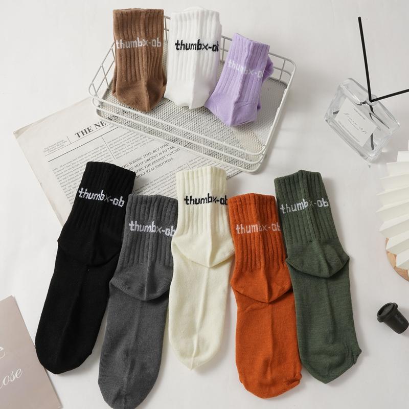 Fashion Sports Women's Socks Letter Printing Pile Socks Summer Sweat-absorbing Breathable Versatile Couple's Mid-tube Socks