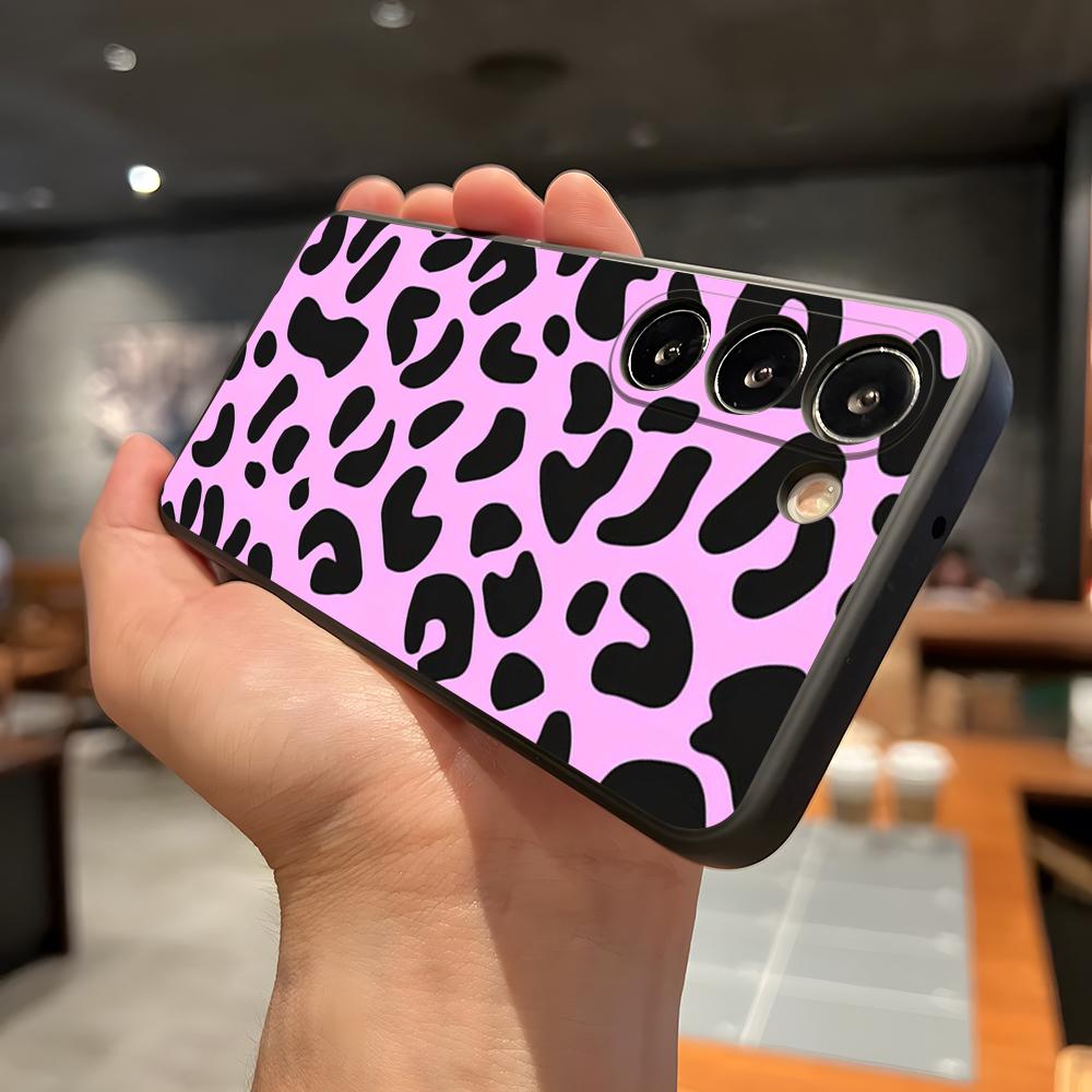 S-Stylish C-Cute Leopard Phone Case For Samsung A56 A36 A26 A16 A15 A25 A35 A55 A14 A34 A24 A54 Black Soft Shell