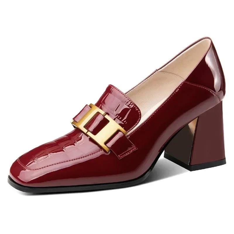 Høye Hæler Dame Vår/Høst/Sommer Nye Lakkert Skinn Grov Hæl Mote Enkelsko