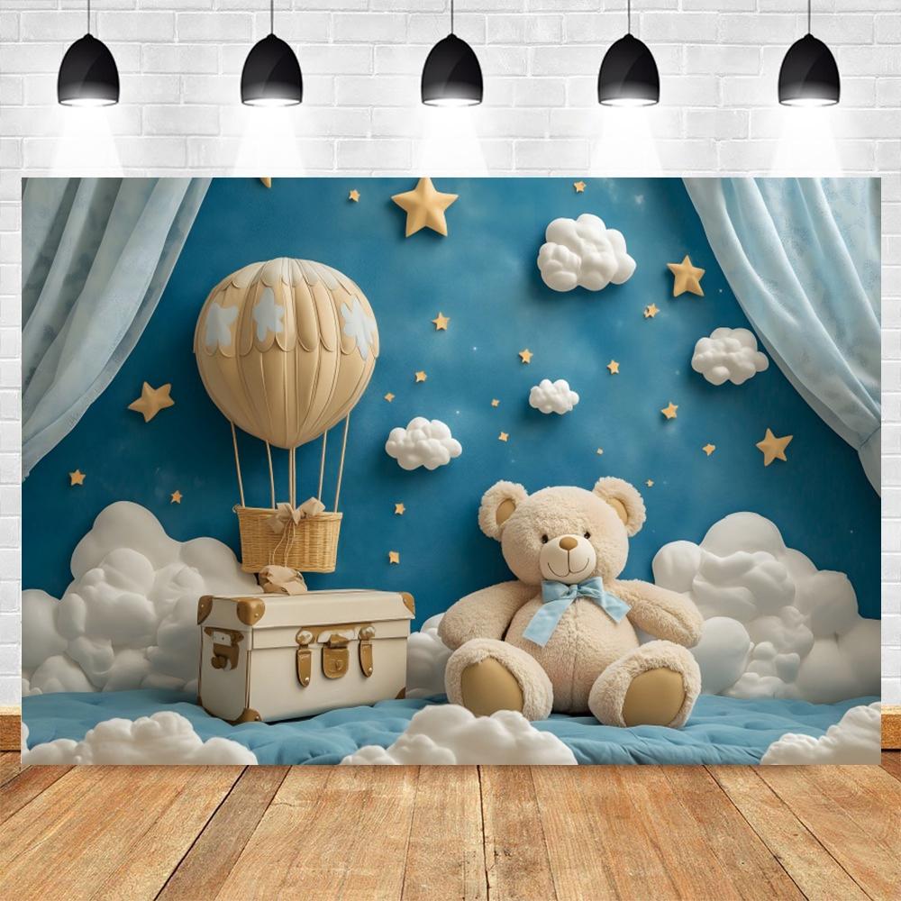 Teddybär Baby Geburtstagsparty Dekoration Fotohintergrund Babyparty Banner Kuchen-Zertrümmerung Foto Hintergrund Studio Requisiten