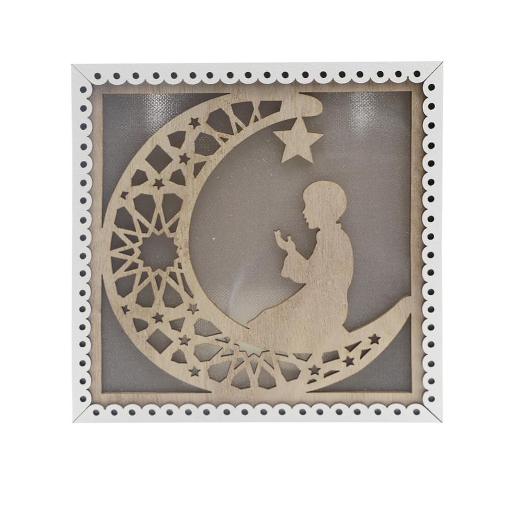 

Деревянные украшения Рамадан Ид Мубарак для дома, светодиодные свечи с луной