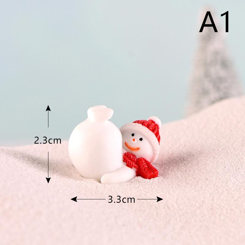 Mini Resin Santa Claus Snowman Statue Micro Landscape Model Diy Miniature Garden Statue New Year Home Decorations