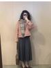 Korean Petite High-Waisted Wool Coat - Pink Short Jacket for Autumn/Winter