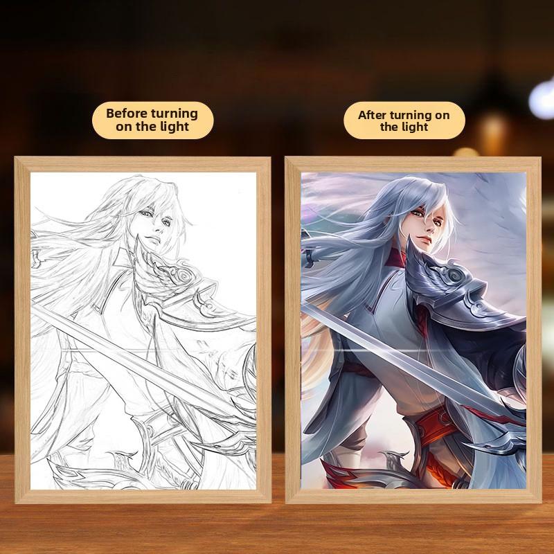 23cm/9.06in Honor Of Kings Light Painting 3D Game Peripherals Led Night Light Bedroom Table Decorate Collectible Party Supplies