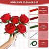321 Pieces Red Green Pipe Cleaners Craft Flower Making Kit, Chenille Stemswith Floral Wires, Floral Tape for Bouquet DIY Art