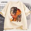 Funny Rock Hyrax Fire Meme Tee Shirt Men Women Stupid T-shirt Ugly Unhinged Tshirt Summer Cotton Opossum Raccoon Tops Oversized