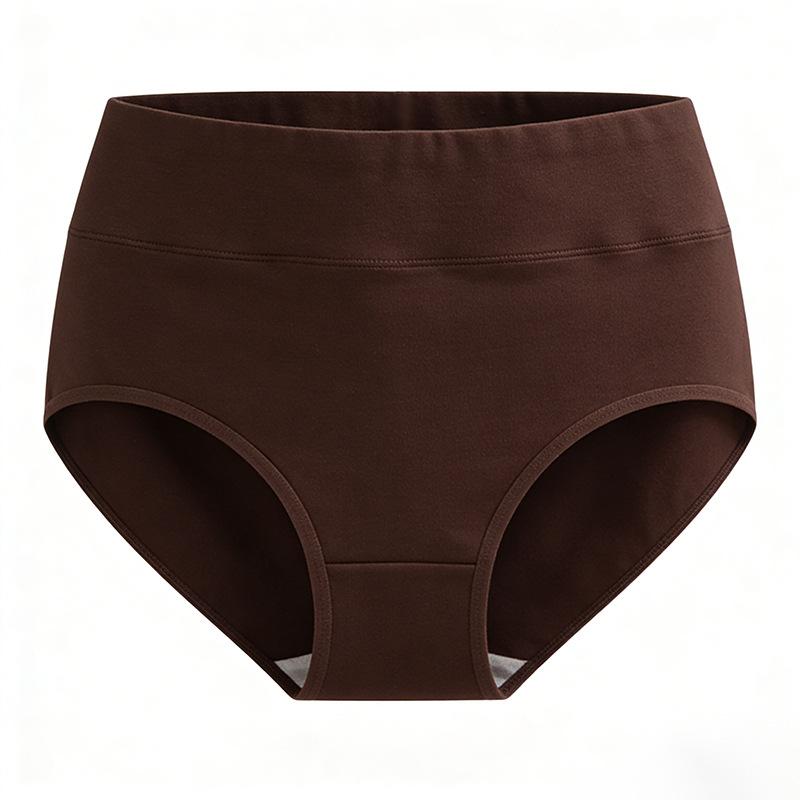 Plus Size Women Simple Pure Color Cotton Comfortable Skin Friendly Anti Bacterial High Waist Briefs
