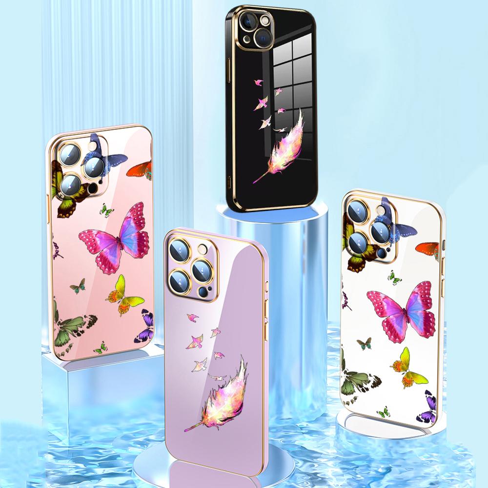 

Мягкие чехлы для телефонов N76 Butterfly Plating Edge из ТПУ для Xiaomi 14 Poco M5s X5 F6 Redmi 13C 12C 8 Note 12 10 11 13 Pro Plus, противоударный чехол Xiaomi Poco F1