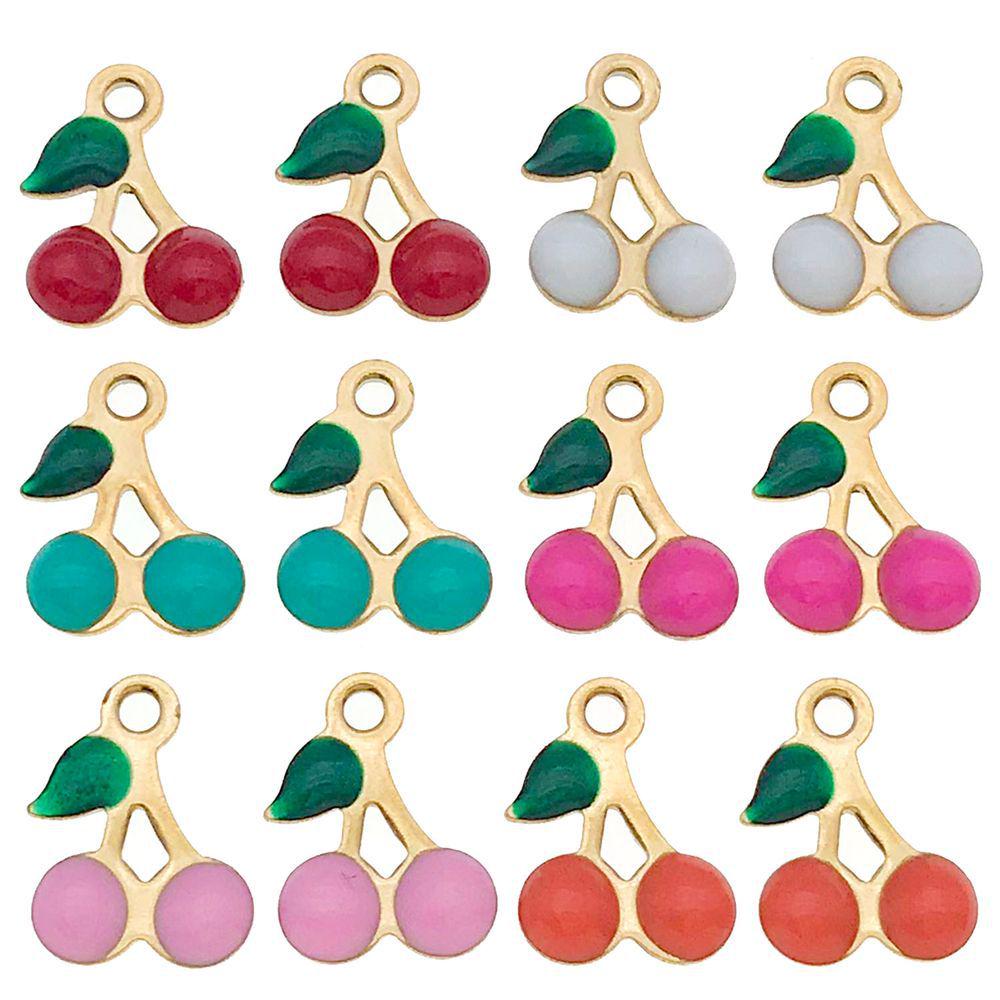Stainless Steel Cherry Drip Oil Charm Pendant for DIY Jewelry