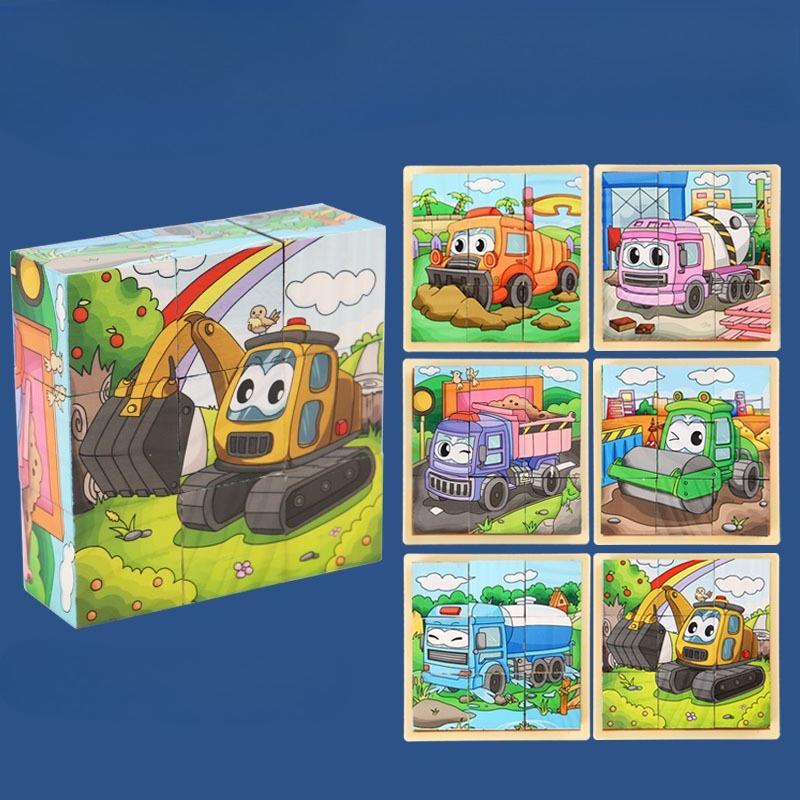 3D Wooden Puzzle – Educational Flip & Build Blocks for Kindergarten Kids