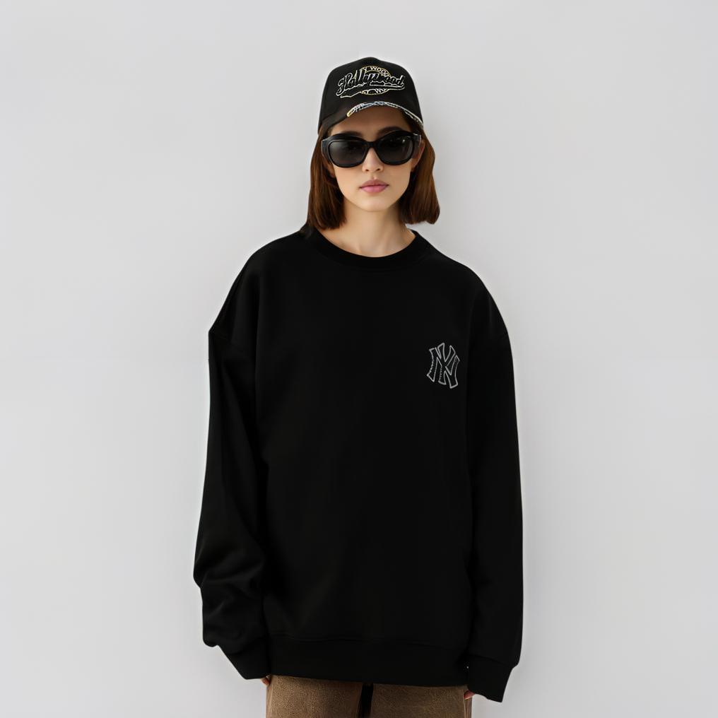 New MLB Old Flower Sweatshirts Unisex Black 31MTM2111-50L