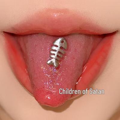 Anillo para la lengua de Acero de Titanio Niño de Satán: Diseño Dulce, Genial y Lindo