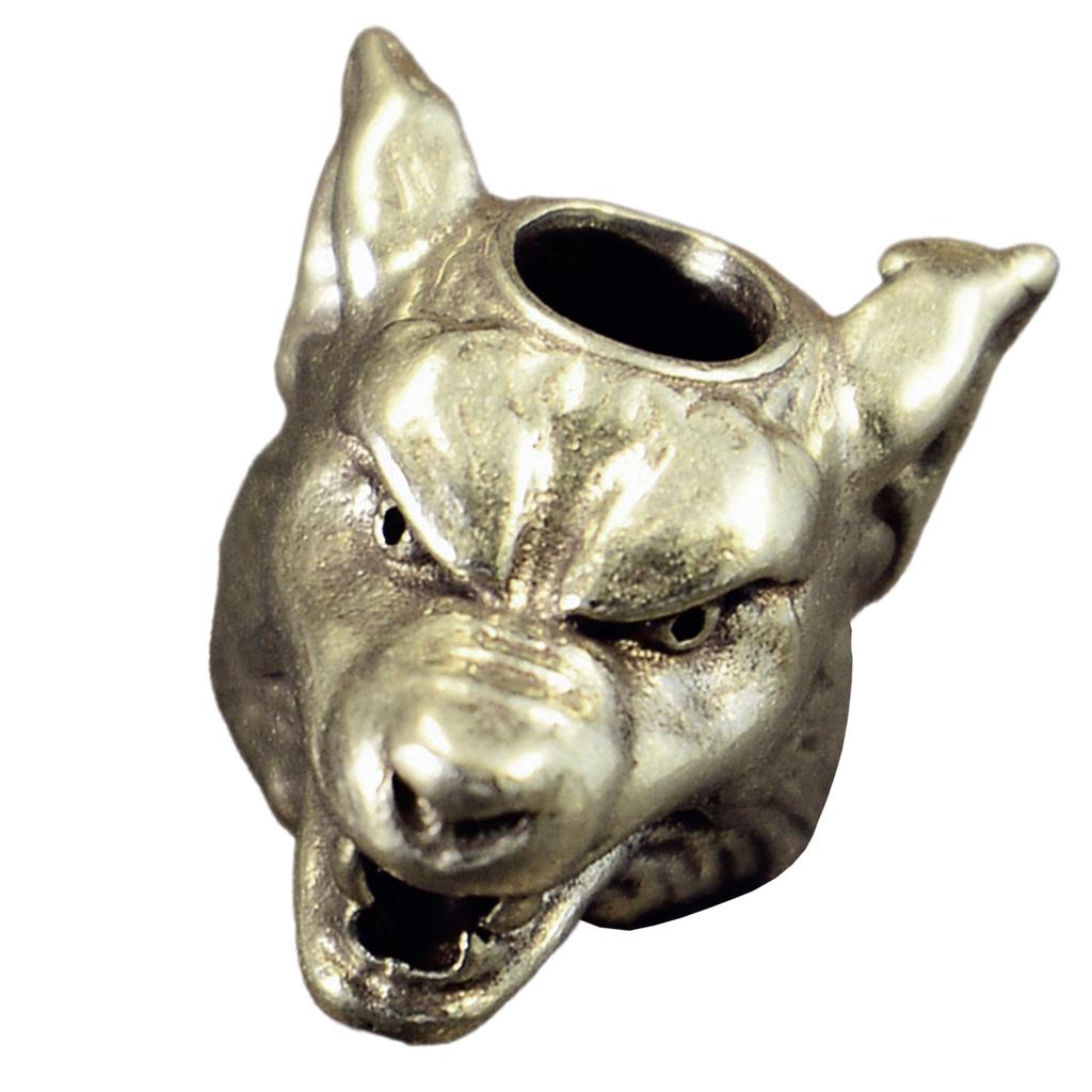 Einzigartiger Messing-Wolfskopf-Anhänger zur Rucksackdekoration Stilvoller Paracord-Schlüsselanhänger-Anhänger Schmuckherstellungszubehör