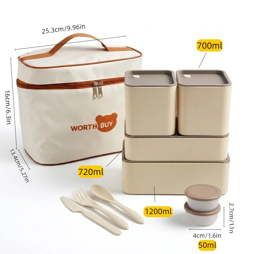 Reusable Plastic Bento Box For Kids Students Camping Picnic Sealed Lunch Box Microwave Heatable Portable Food Storage Container