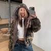 Mens Womens Winter Camo Hooded Parka Thick Fleece-Lined Cotton Puffer Jacket Streetwear Loose Fit