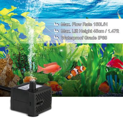 150L/H 2W Submersible Water Pump for Aquarium Tabletop Fountains Pond Water Gardens and Hydroponic